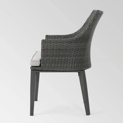 Hillhurst 5pc Wicker Round Dining Set Gray - Christopher Knight Home 4 Hillhurst 5pc Wicker Round Dining Set Gray - Christopher Knight Home - Image 4