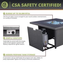 Kinger Home Ethan 5-Piece Rattan Wicker Propane Fire Pit Set With An Aluminum Frame -Outdoor Comfort Deals Store GUEST 13612352 3a12 4133 a059 b360826bd630