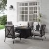5pc Dahlia Outdoor Steel Fire Pit Set Taupe/Matte Black - Crosley