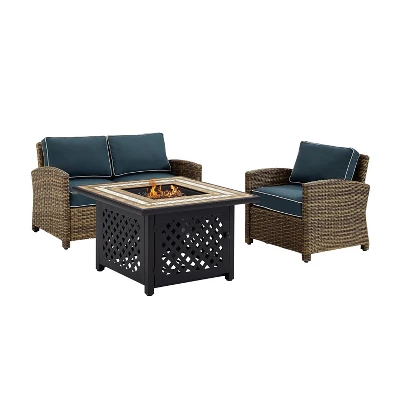 3pc Bradenton Outdoor Steel Fire Pit Set Navy/Weathered Brown - Crosley 7 3pc Bradenton Outdoor Steel Fire Pit Set Navy/Weathered Brown - Crosley - Image 7