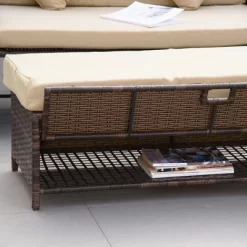 Outsunny Patio Wicker Loveseat Sofa Set, Outdoor PE Rattan Garden Assembled Sun Lounger Daybed Furniture, W/ Storage Ottoman & Side Tables/ Drink Trays For Poolside, Porch, Backyard -Outdoor Comfort Deals Store GUEST 15fa92f3 97ff 498d 8c54 12ccdb1a3214