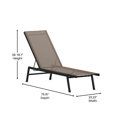 Emma And Oliver Set Of 2 Textilene Adjustable 5 Position Patio Chaise Lounge And Metal Frame 6 Emma And Oliver Set Of 2 Textilene Adjustable 5 Position Patio Chaise Lounge And Metal Frame - Image 6