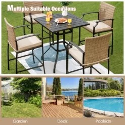 Costway 5PCS Outdoor Bistro Set Rattan Bar Stool Table Set With Cushions Steel Frame 12 Costway 5PCS Outdoor Bistro Set Rattan Bar Stool Table Set With Cushions Steel Frame -Outdoor Comfort Deals Store GUEST 164eec11 8483 410f a1c8 90024cef52d1