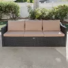 Barton 3 Person Madison Sofa Set Sectional W/Cushions Outdoor Patio Wicker
