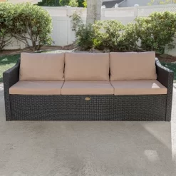 Barton 3 Person Madison Sofa Set Sectional W/Cushions Outdoor Patio Wicker