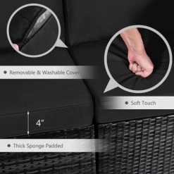 Costway 8PCS Patio Rattan Furniture Set Fire Pit Table Tank Holder Cover Deck Off White/Black/Navy/Red/Turquoise -Outdoor Comfort Deals Store GUEST 16a239be f3e2 4326 999c e5294aface47