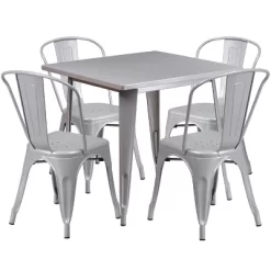 Flash Furniture Commercial Grade 31.5" Square Metal Indoor-Outdoor Table Set With 4 Stack Chairs 35 Flash Furniture Commercial Grade 31.5" Square Metal Indoor-Outdoor Table Set With 4 Stack Chairs -Outdoor Comfort Deals Store GUEST 16d6233c 7820 414f b621 6e8b58ed0984