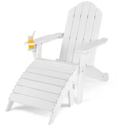 Costway HDPE Patio Adirondack Chair & Folding Footrest Set All-Weather Outdoor WhiteBlackGreyTurquoise -Outdoor Comfort Deals Store GUEST 17010139 d606 430b ac4d d44fd754ebe3