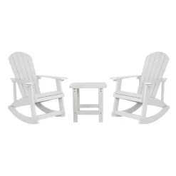 Flash Furniture Set Of 2 Savannah All-Weather Poly Resin Wood Adirondack Rocking Chairs With Side Table -Outdoor Comfort Deals Store GUEST 1717ecd0 678b 4b53 8bc1 4806cd9ab273