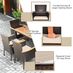 Costway 7PCS Patio Rattan Dining Set Armrest Cushioned Chair Wooden Tabletop -Outdoor Comfort Deals Store GUEST 171bdf69 2796 4c5a bb88 56d26c12b5ca