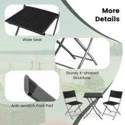 Costway 3PCS Patio Folding Rattan Bistro Set Chairs Backrest Table Garden Deck 18 Costway 3PCS Patio Folding Rattan Bistro Set Chairs Backrest Table Garden Deck -Outdoor Comfort Deals Store GUEST 172555d8 e21f 424e be95 66c21b52d498