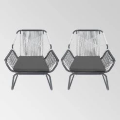 Milan 2pk Steel Club Chairs - Gray/White - Christopher Knight Home