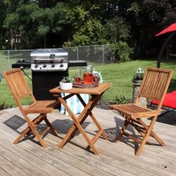 Sunnydaze Decor Sunnydaze Outdoor Solid Teak Wood With Stained Finish Nantasket Folding Bistro Table And Chairs - Brown - 3pc -Outdoor Comfort Deals Store GUEST 185f4ae5 3f3d 4077 95fe d58bd812a315