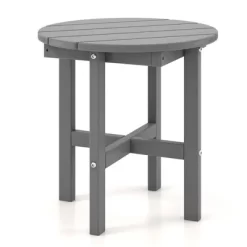 Costway Patio 18'' Adirondack Round Side Table All Weather HDPE End Table Outdoor Grey -Outdoor Comfort Deals Store GUEST 18713e99 426d 43de 85b1 70e868efafaa