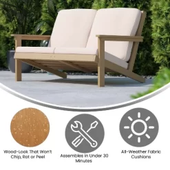 Merrick Lane All-Weather Poly Resin Wood Adirondack Style Deep Seat Patio Loveseat With Cushions -Outdoor Comfort Deals Store GUEST 18f38de8 842f 4a4d 855f 17e243146603 1