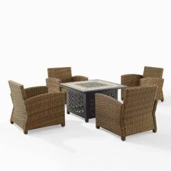 Bradenton 5pc Outdoor Wicker Arm Chair & Fire Table Set - Crosley 27 Bradenton 5pc Outdoor Wicker Arm Chair & Fire Table Set - Crosley -Outdoor Comfort Deals Store GUEST 19630d8c 8015 4239 afa5 868ff2987489