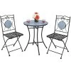 3pcs Patio Bistro Set Outdoor Furniture Mosaic Table Chairs All Weather Garden