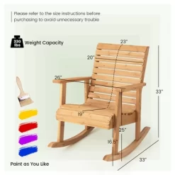 Costway Patio Wooden Rocking Chair High Back Fir Wood Armchair Natural Garden Yard -Outdoor Comfort Deals Store GUEST 197e7fa4 e2d1 4d10 8ecb a70e9b3035fe