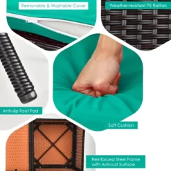 Tangkula Patio Loveseat 2 Person Cushioned Seats With Center Table Outdoor Rattan Furniture Set Turquoise/ Red -Outdoor Comfort Deals Store GUEST 1a64c75d ec61 4dfe ab35 905db55bf19a