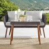 All-Weather Wicker Athens Outdoor 2-Seat Bench With Cushions Brown - Alaterre Furniture