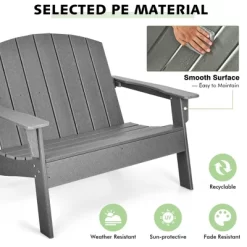 Costway Patio Adirondack Chair Loveseat Bench HDPE Weather Resistant Deck Grey -Outdoor Comfort Deals Store GUEST 1acc5510 9306 4ab5 8660 2a780e92b535