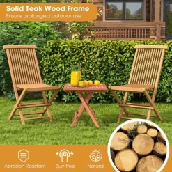 Costway 2 PCS Patio Folding Chair Teak High Back Dining Slatted Seat Portable Outdoor -Outdoor Comfort Deals Store GUEST 1b24556e cb6e 4319 a795 2199e313dc7e