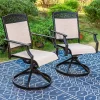 5pc Outdoor Dining Set With Swivel Sling Chairs & Metal Slat Square Table With 1.57" Umbrella Hole - Captiva Designs
