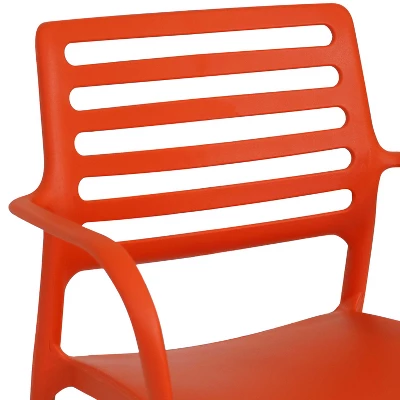 Sunnydaze Decor Sunnydaze Plastic All-Weather Commercial-Grade Astana Indoor/Outdoor Patio Dining Arm Chair, Orange, 2pk 2 Sunnydaze Decor Sunnydaze Plastic All-Weather Commercial-Grade Astana Indoor/Outdoor Patio Dining Arm Chair, Orange, 2pk - Image 2
