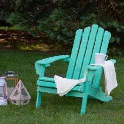 Northlight 36" Green Classic Folding Wooden Adirondack Chair