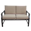 2pc Metal Outdoor Set With Loveseat & Table - Black/Beige - GODEER