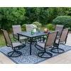 7pc Outdoor Dining Set With Padded Swivel Chairs & Metal Rectangle Table With Umbrella Hole - Gray - Captiva Hole