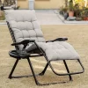 Outsunny Padded Zero Gravity Chair, Folding Recliner Chair, Patio Lounger With Cup Holder, Cushion For Outdoor, Patio, Deck, And Poolside, Gray