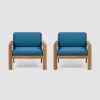 Santa Ana 2pk Acacia Wood Club Chairs Teak/Dark Teal - Christopher Knight Home