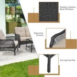 Costway 4PCS Patio Wicker Furniture Set Loveseat Sofa Coffee Table W/ Cushion 16 Costway 4PCS Patio Wicker Furniture Set Loveseat Sofa Coffee Table W/ Cushion -Outdoor Comfort Deals Store GUEST 1d947fe1 48cc 46f0 813f 3c22dc5f27ee