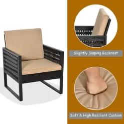 Costway 3PCS Patio Rattan Bistro Furniture Set Cushioned Sofa Chair Coffee Table Garden -Outdoor Comfort Deals Store GUEST 1df9a1a5 03d5 4427 9c08 2c9067e5645d