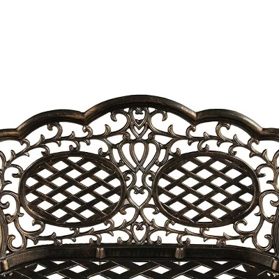 Ornate Traditional Aluminum Patio Bench - Bronze - Oakland Living 4 Ornate Traditional Aluminum Patio Bench - Bronze - Oakland Living - Image 4