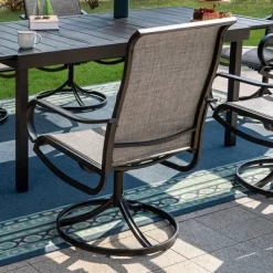 7pc Patio Dining Set With Faux Steel Table & 360 Swivel Sing Arm Chairs - Captiva Designs -Outdoor Comfort Deals Store GUEST 1e3a9990 c4ab 4380 84bd 7043469f31f1