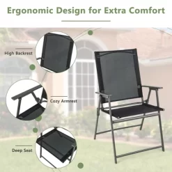 Costway 4pcs Patio Folding Portable Dining Chairs Metal Frame Armrests Garden Outdoor -Outdoor Comfort Deals Store GUEST 1ea44cda 1242 4e9e a71f 57d656023237