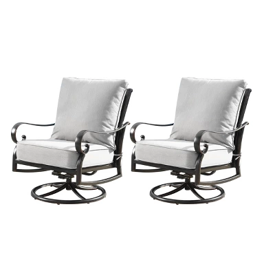 5pc Outdoor Set With 44" Round Aluminum Fire Table Set With 4 Swivel Rocking Chairs & Wind Blocker Lid - Oakland Living 10 5pc Outdoor Set With 44" Round Aluminum Fire Table Set With 4 Swivel Rocking Chairs & Wind Blocker Lid - Oakland Living - Image 10