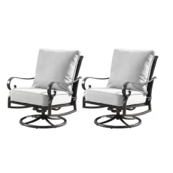 5pc Outdoor Dining Set With 44" Round Fire Table, 4 Deep Seating Swivel Rocking Chairs & Table Fabric Covers - Gray/Copper - Oakland Living -Outdoor Comfort Deals Store GUEST 1f056733 9752 4960 99e7 03246f7e31e4