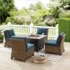 Bradenton 5pc Outdoor Wicker Armless Chair & Fire Table Set - Crosley