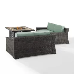Beaufort 3 Pc Outdoor Wicker Conversation Set - 2 Loveseats With Fire Table - Mist/Brown - Crosley -Outdoor Comfort Deals Store GUEST 20f423cc 9e66 49a8 a4bd 8e5a221f470a