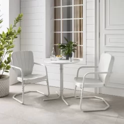 Ridgeland 3pc Outdoor Bistro Set With Table & 2 Chairs - White - Crosley -Outdoor Comfort Deals Store GUEST 217a26b8 bfe3 44ae 89d4 176d626b9b35