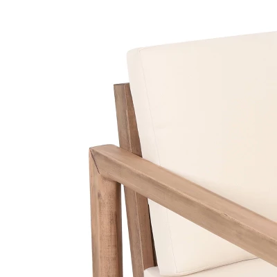 2pk Stefan Outdoor Acacia Wood Club Chairs With Cushions Brown/Beige - Christopher Knight Home 6 2pk Stefan Outdoor Acacia Wood Club Chairs With Cushions Brown/Beige - Christopher Knight Home - Image 6