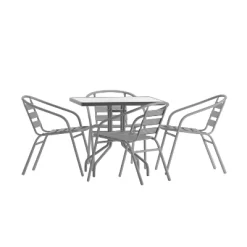 Emma And Oliver 31.5'' Square Glass Top Metal Table With 4 Aluminum Slat Stack Chairs 24 Emma And Oliver 31.5'' Square Glass Top Metal Table With 4 Aluminum Slat Stack Chairs -Outdoor Comfort Deals Store GUEST 2216eee0 1c23 4c8d b6fd ac8e2451c87a 1
