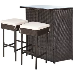 Costway 3PCS Patio Rattan Wicker Bar Table Stools Dining Set Cushioned Chairs Garden -Outdoor Comfort Deals Store GUEST 22cc7af8 c559 41a7 9792 f21c99024188