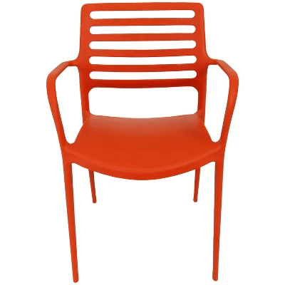 Sunnydaze Decor Sunnydaze Plastic All-Weather Commercial-Grade Astana Indoor/Outdoor Patio Dining Arm Chair, Orange, 2pk 5 Sunnydaze Decor Sunnydaze Plastic All-Weather Commercial-Grade Astana Indoor/Outdoor Patio Dining Arm Chair, Orange, 2pk - Image 5