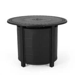 Amaya 5pc Outdoor 4 Wicker Swivel Chair & Fire Pit Set - Dark Brown/Beige/Matte Black - Christopher Knight Home -Outdoor Comfort Deals Store GUEST 231cad94 0799 4463 86d5 abb259e55e9b