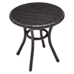 Crosley Palm Harbor Outdoor Wicker Round Side Table In Brown