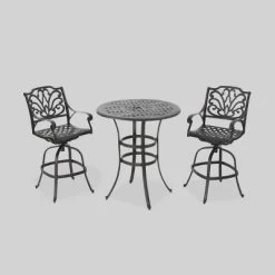 Alfresco 3pc Cast Aluminum Patio Bar Set Bronze - Christopher Knight Home
